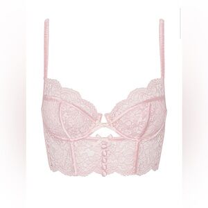 For Love & Lemons lace pink coquette corset bustier bra 32D
